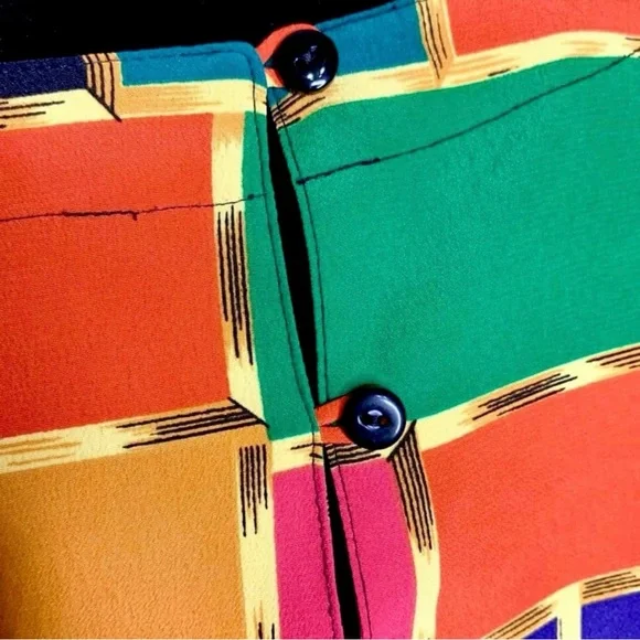 ⭐️ Kathy Che 80s Color Block Geometric Lightweight Boxy Blouse Women’s Large - Picture 4 of 8